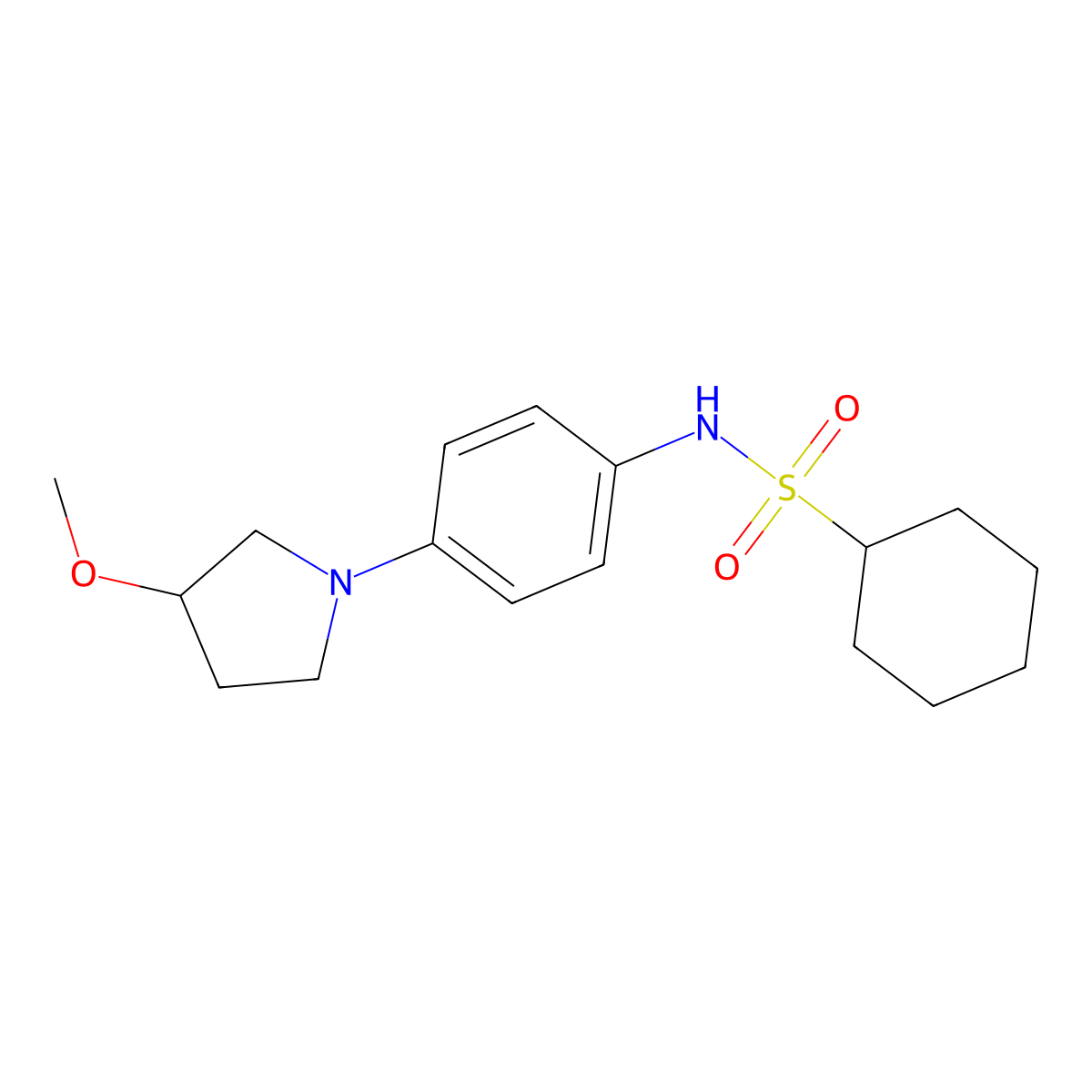 N-[4-(3-Methoxypyrrolidin-1-yl)phenyl]cyclohexanesulfonamide molecular structure, CAS 1797842-93-3