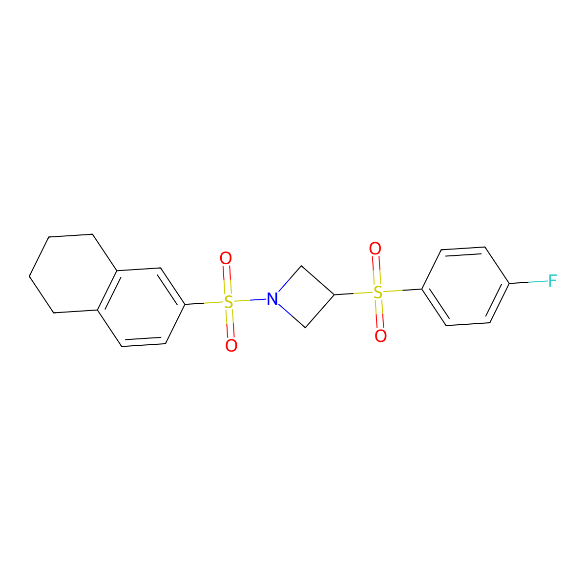 3-((4-Fluorophenyl)sulfonyl)-1-((5,6,7,8-tetrahydronaphthalen-2-yl)sulfonyl)azetidine molecular structure, CAS 1797843-90-3
