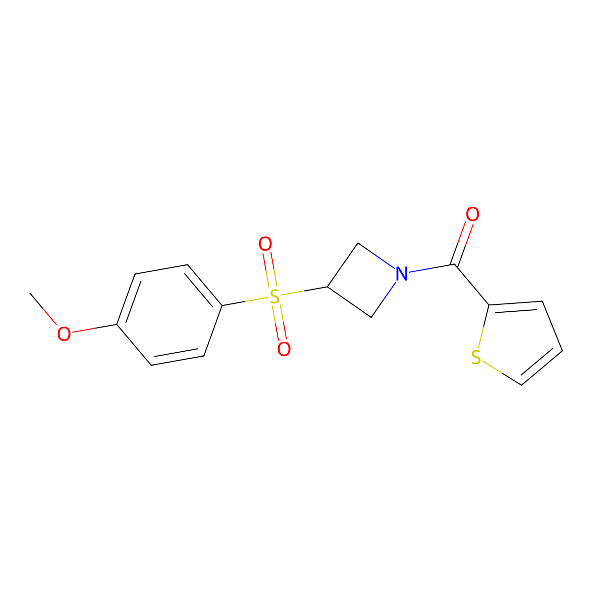 (3-((4-Methoxyphenyl)sulfonyl)azetidin-1-yl)(thiophen-2-yl)methanone molecular structure, CAS 1797843-96-9