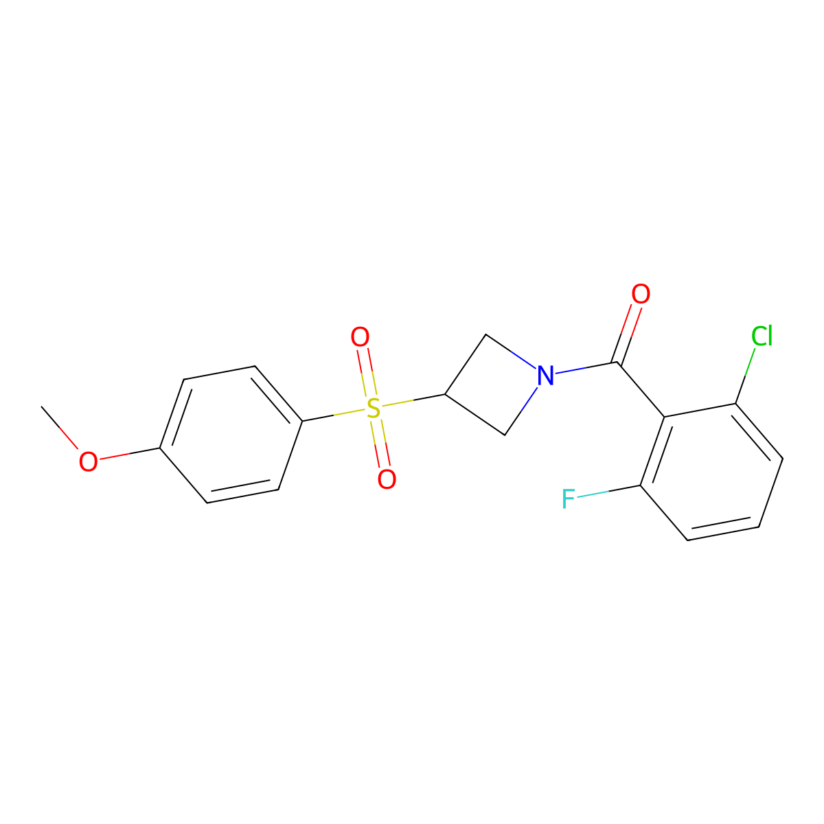 (2-Chloro-6-fluorophenyl)(3-((4-methoxyphenyl)sulfonyl)azetidin-1-yl)methanone molecular structure, CAS 1797844-04-2