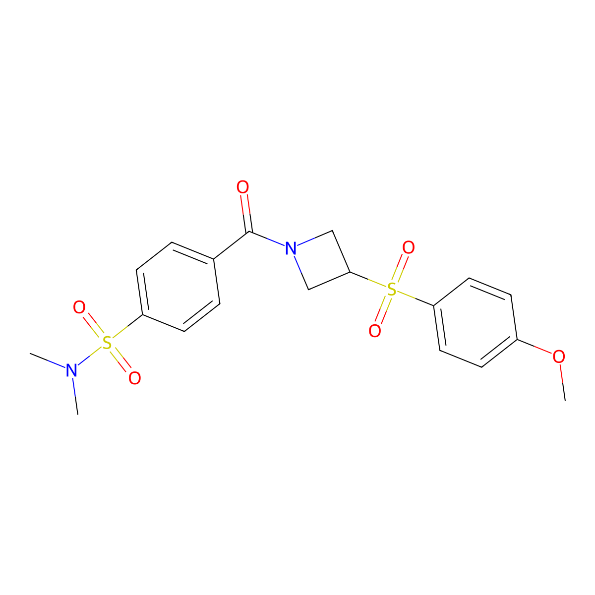 4-(3-((4-methoxyphenyl)sulfonyl)azetidine-1-carbonyl)-N,N-dimethylbenzenesulfonamide molecular structure, CAS 1797844-27-9