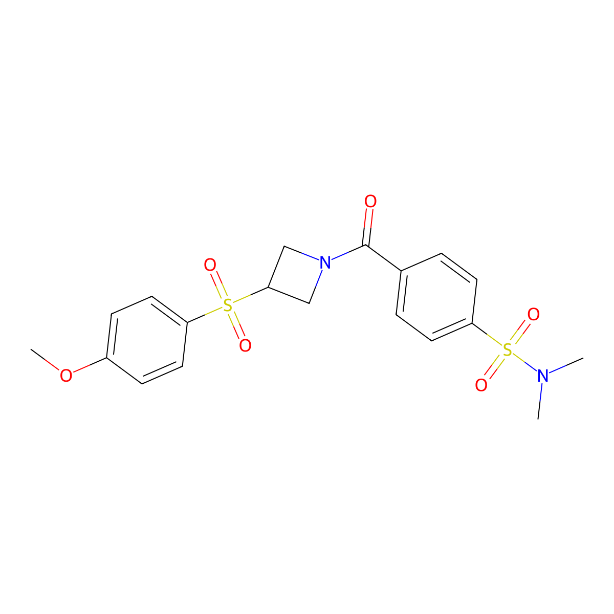 4-(3-((4-methoxyphenyl)sulfonyl)azetidine-1-carbonyl)-N,N-dimethylbenzenesulfonamide molecular structure, CAS 1797844-27-9