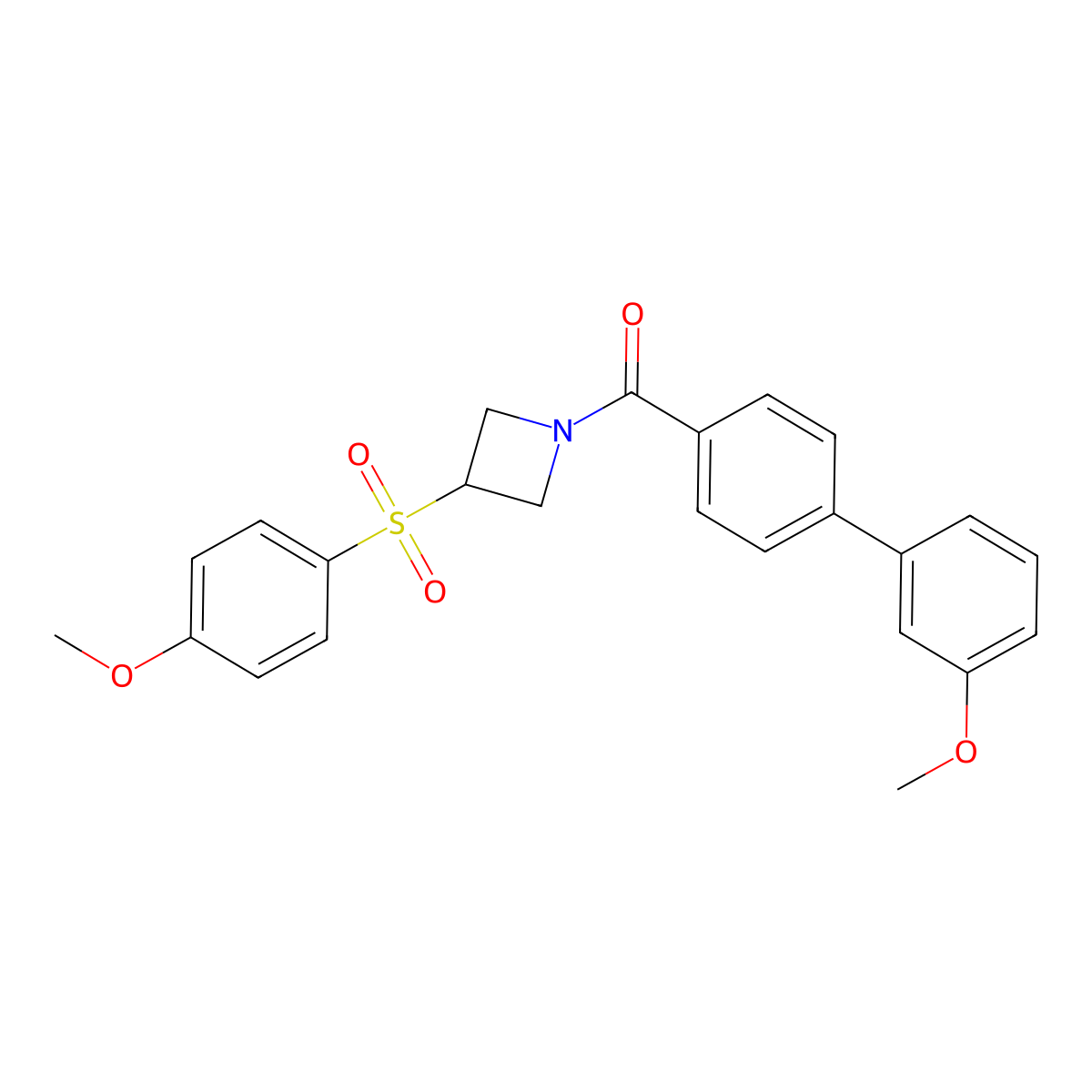 (3'-Methoxy-[1,1'-biphenyl]-4-yl)(3-((4-methoxyphenyl)sulfonyl)azetidin-1-yl)methanone molecular structure, CAS 1797844-34-8