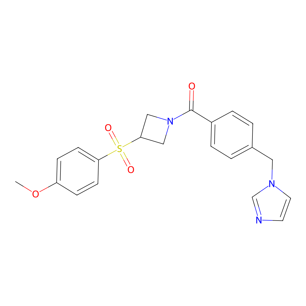 (4-((1H-imidazol-1-yl)methyl)phenyl)(3-((4-methoxyphenyl)sulfonyl)azetidin-1-yl)methanone molecular structure, CAS 1797844-40-6