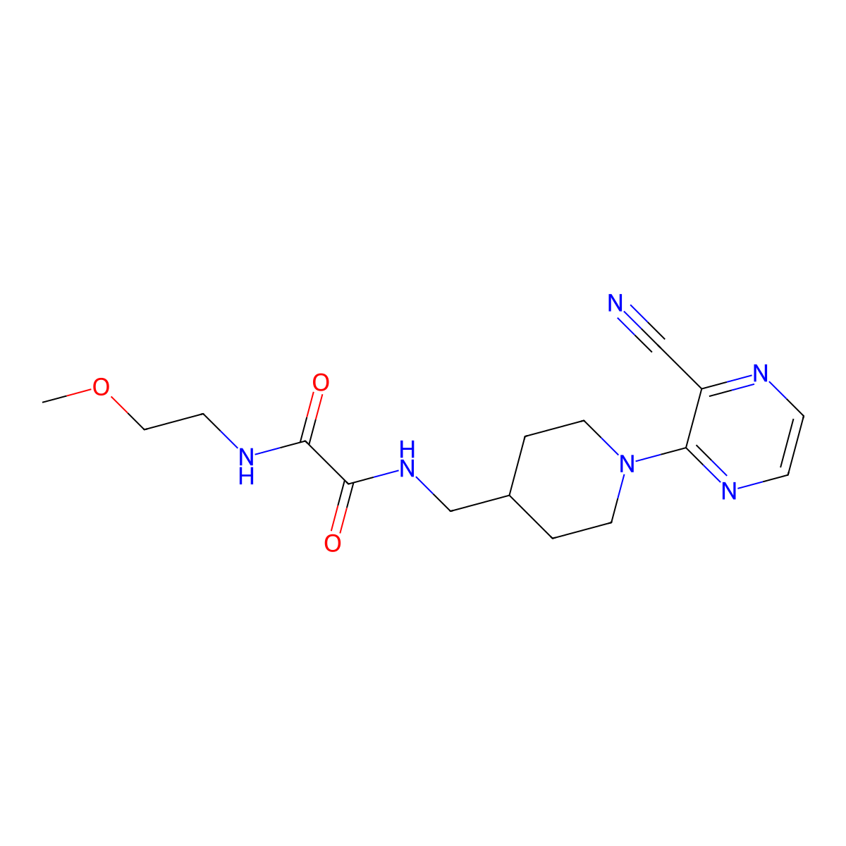 N1-((1-(3-cyanopyrazin-2-yl)piperidin-4-yl)methyl)-N2-(2-methoxyethyl)oxalamide molecular structure, CAS 1797844-45-1
