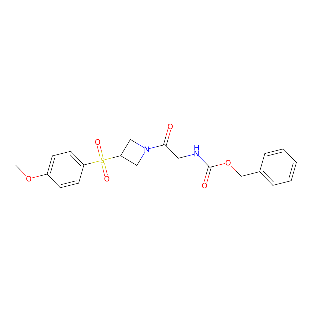 Benzyl (2-(3-((4-methoxyphenyl)sulfonyl)azetidin-1-yl)-2-oxoethyl)carbamate molecular structure, CAS 1797844-47-3