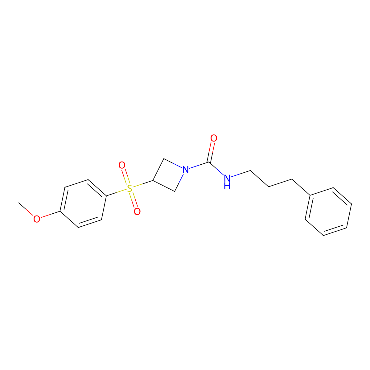 3-((4-methoxyphenyl)sulfonyl)-N-(3-phenylpropyl)azetidine-1-carboxamide molecular structure, CAS 1797844-54-2