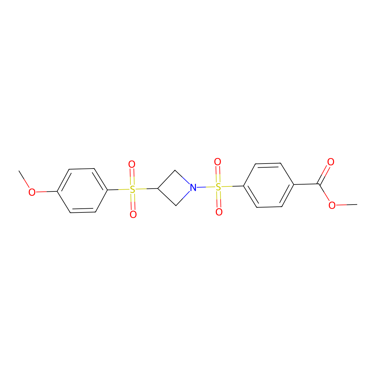 Methyl 4-((3-((4-methoxyphenyl)sulfonyl)azetidin-1-yl)sulfonyl)benzoate molecular structure, CAS 1797844-59-7