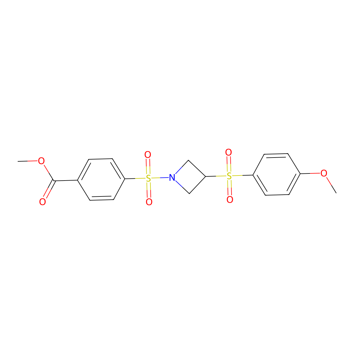 Methyl 4-((3-((4-methoxyphenyl)sulfonyl)azetidin-1-yl)sulfonyl)benzoate molecular structure, CAS 1797844-59-7