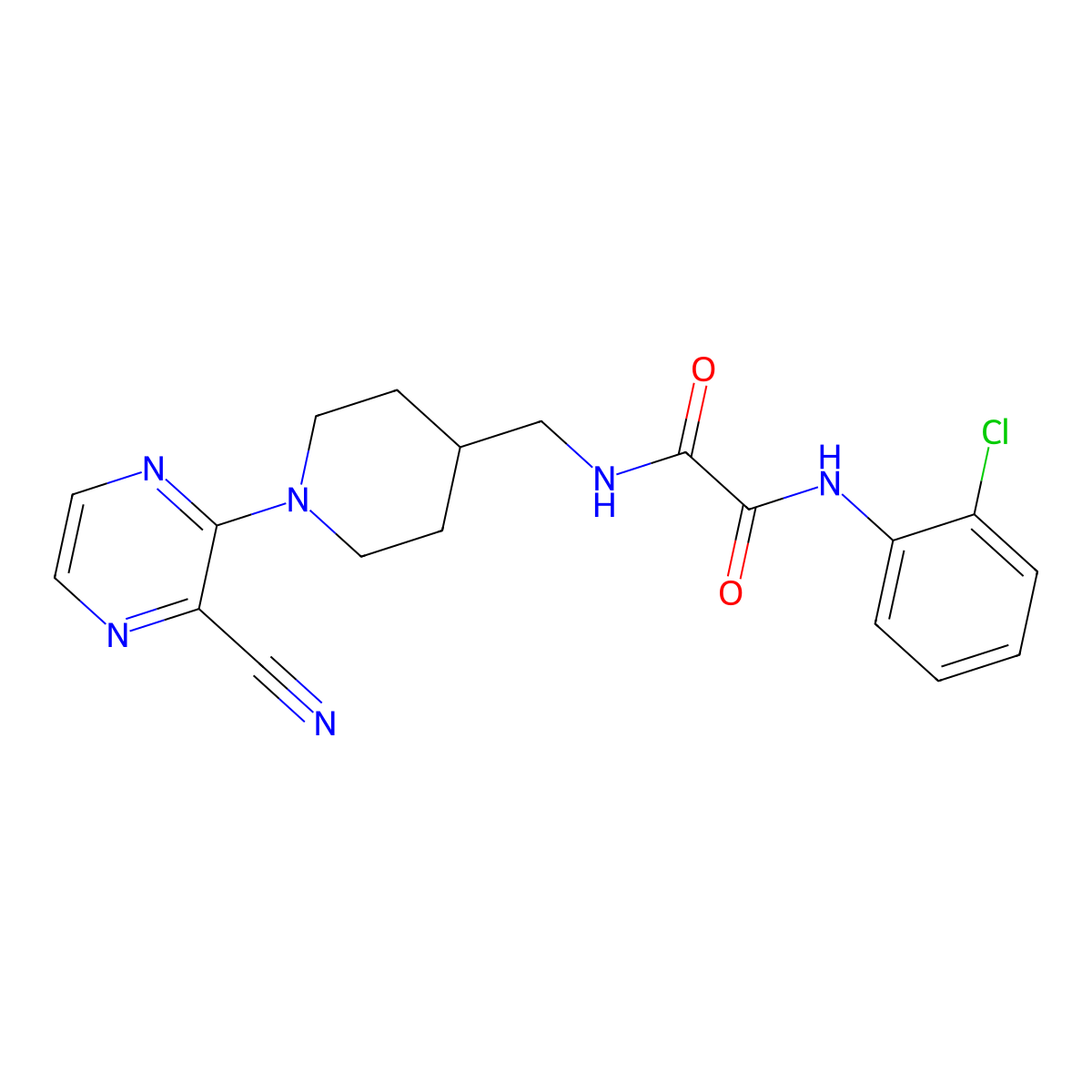 N1-(2-chlorophenyl)-N2-((1-(3-cyanopyrazin-2-yl)piperidin-4-yl)methyl)oxalamide molecular structure, CAS 1797844-63-3
