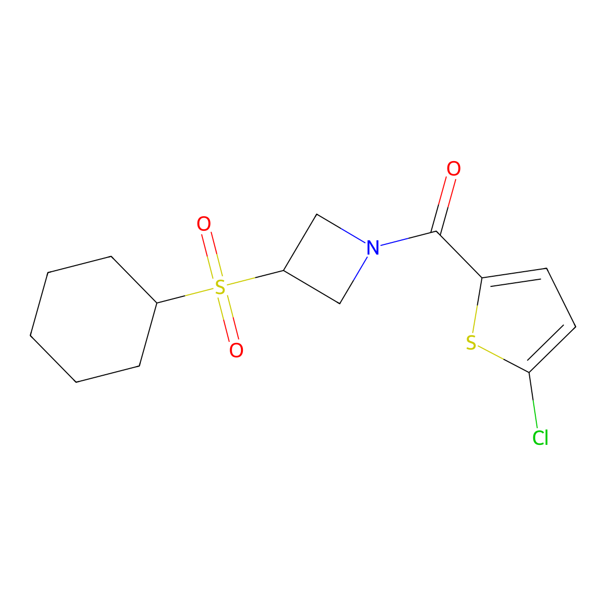 (5-Chlorothiophen-2-yl)(3-(cyclohexylsulfonyl)azetidin-1-yl)methanone molecular structure, CAS 1797844-65-5