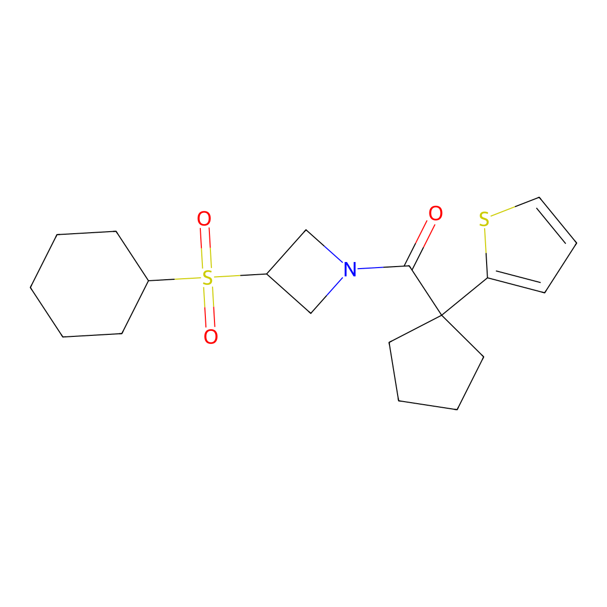 (3-(Cyclohexylsulfonyl)azetidin-1-yl)(1-(thiophen-2-yl)cyclopentyl)methanone molecular structure, CAS 1797844-68-8