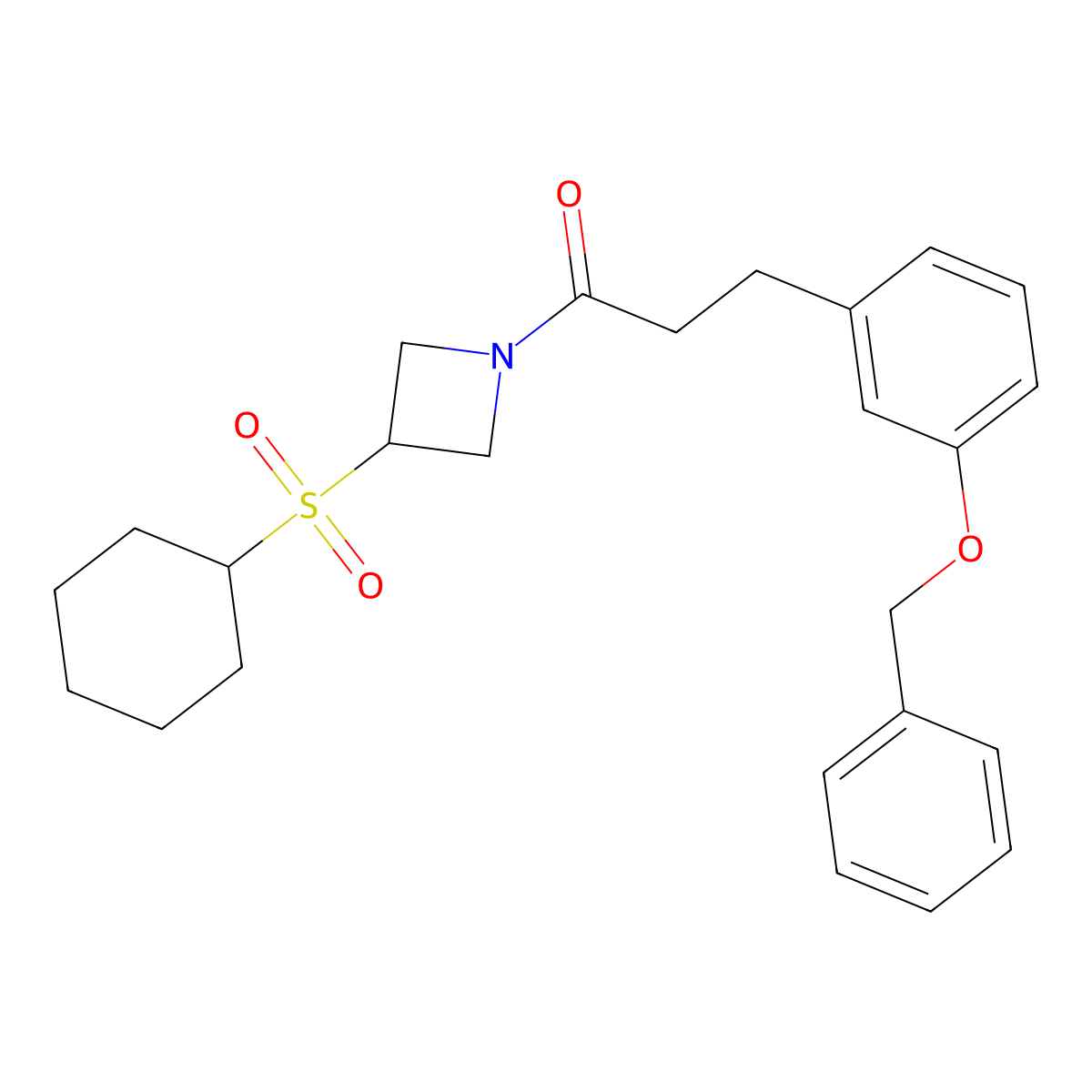3-(3-(Benzyloxy)phenyl)-1-(3-(cyclohexylsulfonyl)azetidin-1-yl)propan-1-one molecular structure, CAS 1797844-83-7