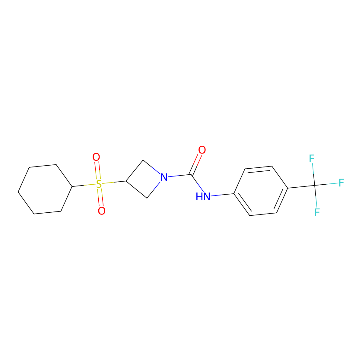 3-(cyclohexylsulfonyl)-N-(4-(trifluoromethyl)phenyl)azetidine-1-carboxamide molecular structure, CAS 1797845-20-5