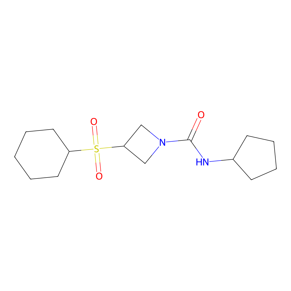 3-(cyclohexylsulfonyl)-N-cyclopentylazetidine-1-carboxamide molecular structure, CAS 1797845-32-9