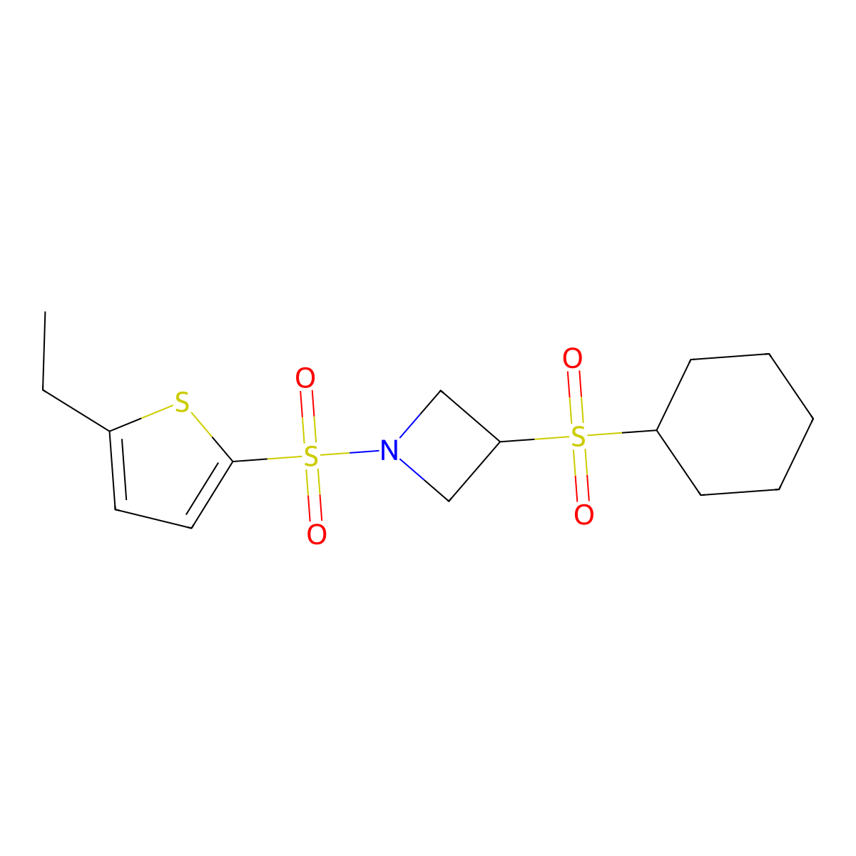 3-(Cyclohexylsulfonyl)-1-((5-ethylthiophen-2-yl)sulfonyl)azetidine molecular structure, CAS 1797845-43-2