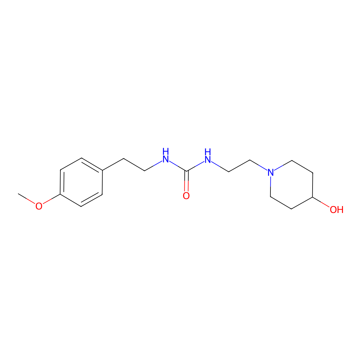 1-(2-(4-Hydroxypiperidin-1-yl)ethyl)-3-(4-methoxyphenethyl)urea molecular structure, CAS 1797845-44-3