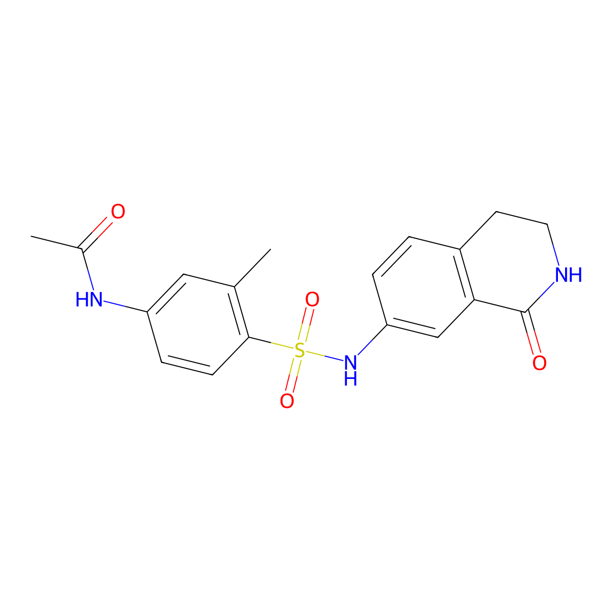 N-(3-methyl-4-(N-(1-oxo-1,2,3,4-tetrahydroisoquinolin-7-yl)sulfamoyl)phenyl)acetamide molecular structure, CAS 1797845-49-8