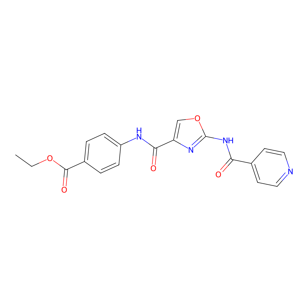 Ethyl 4-(2-(isonicotinamido)oxazole-4-carboxamido)benzoate molecular structure, CAS 1797845-68-1