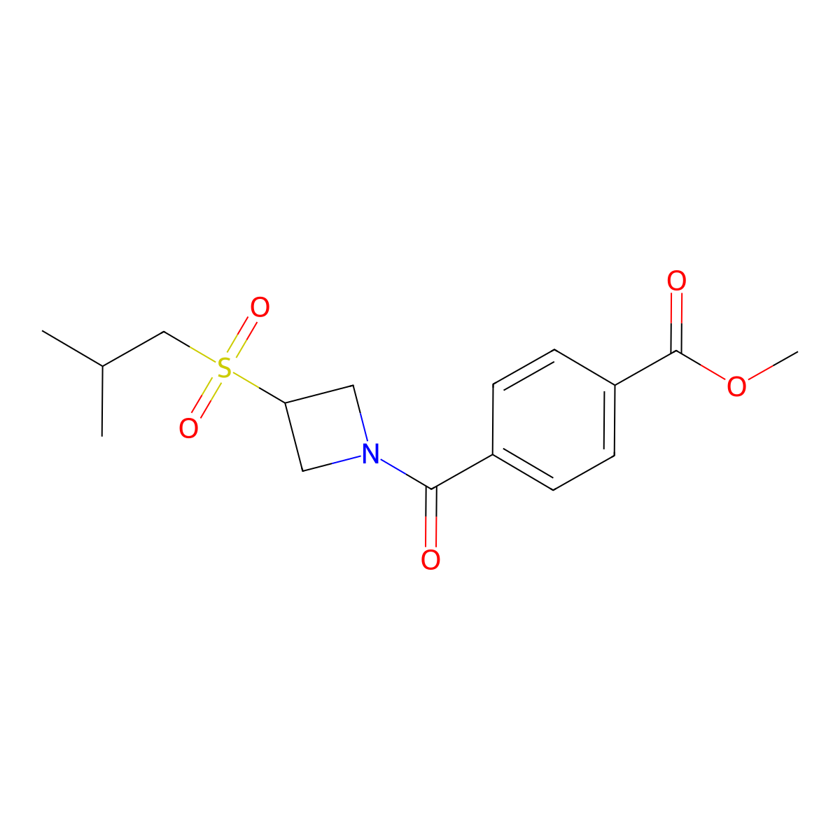 Methyl 4-(3-(isobutylsulfonyl)azetidine-1-carbonyl)benzoate molecular structure, CAS 1797845-87-4