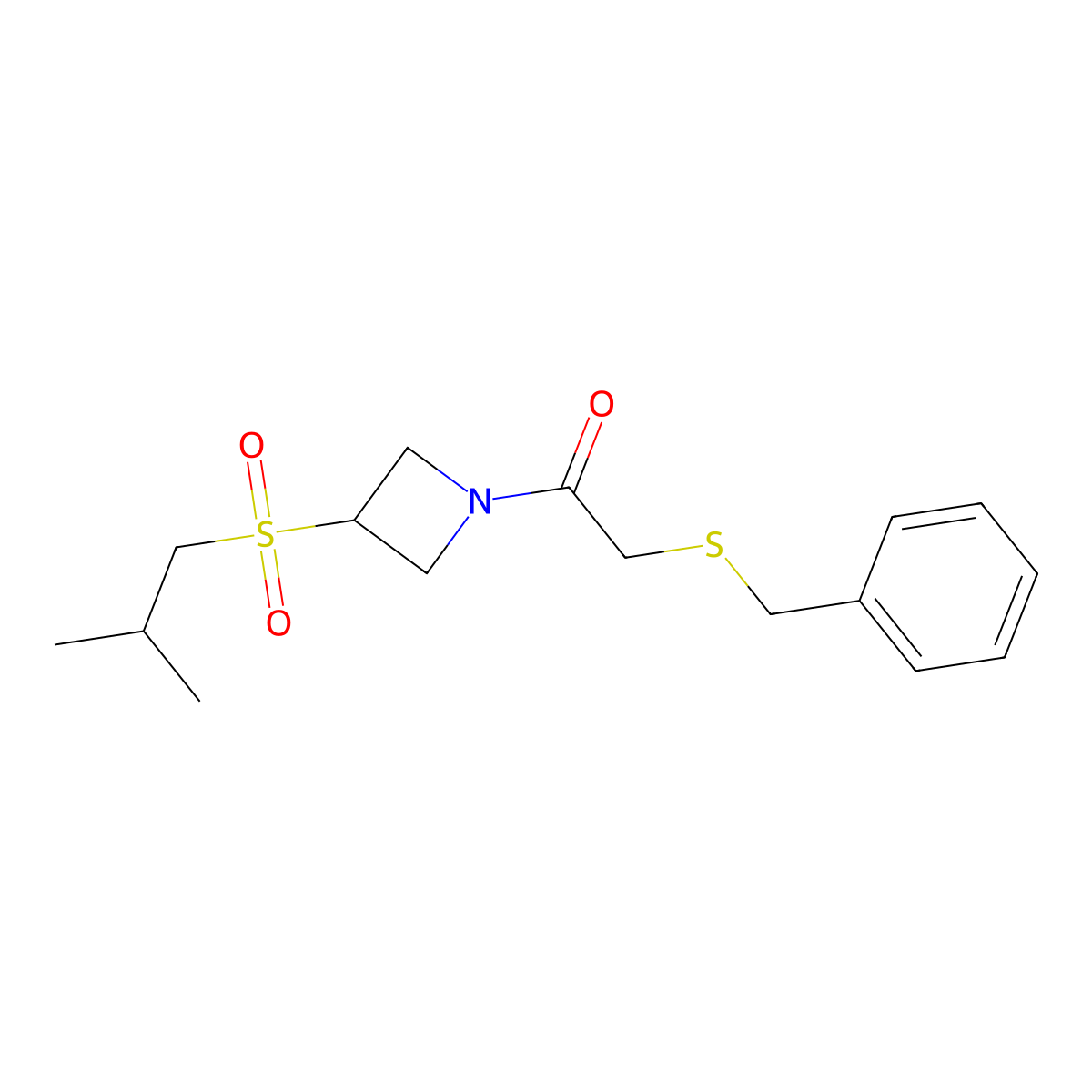 2-(Benzylthio)-1-(3-(isobutylsulfonyl)azetidin-1-yl)ethanone molecular structure, CAS 1797845-98-7