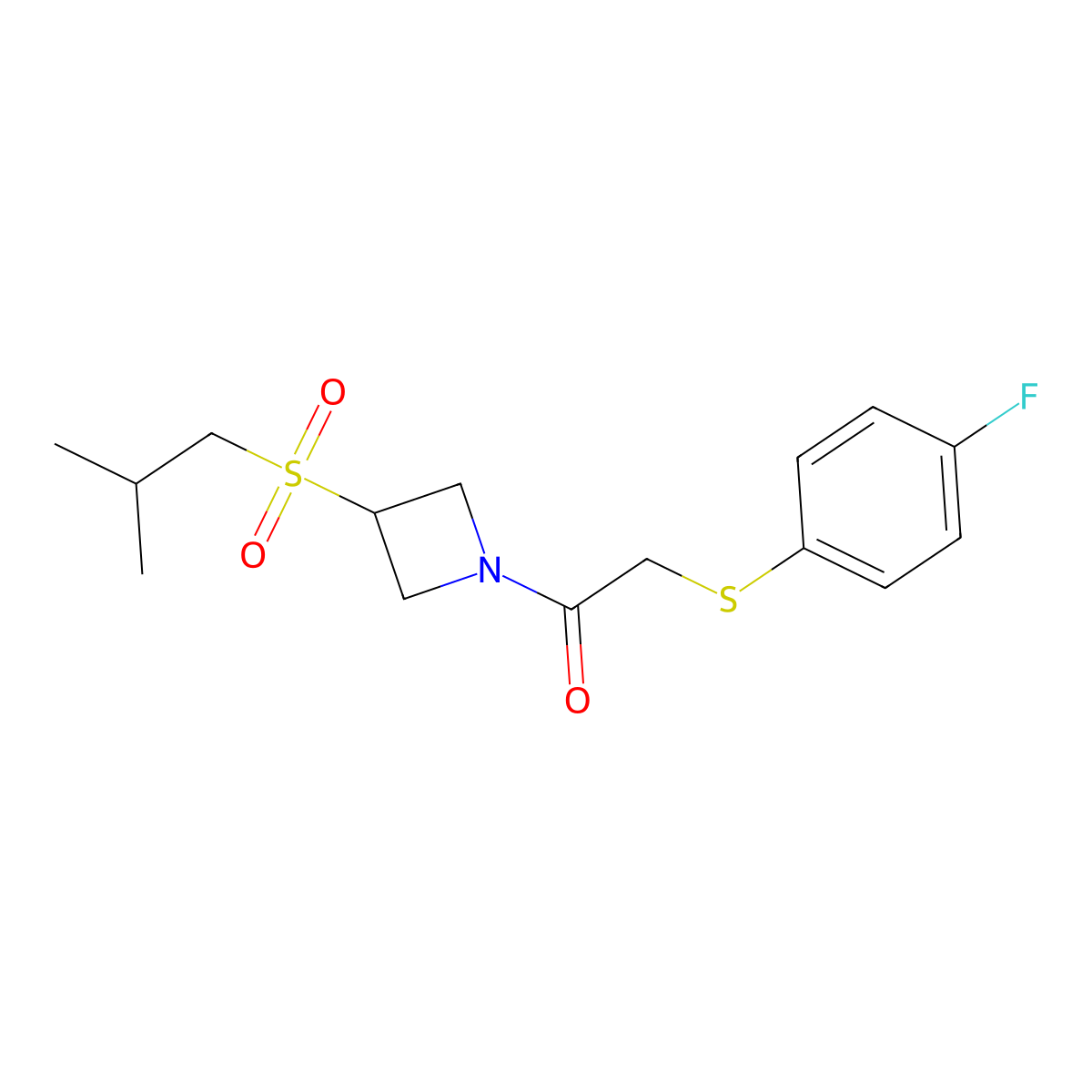 2-((4-Fluorophenyl)thio)-1-(3-(isobutylsulfonyl)azetidin-1-yl)ethanone molecular structure, CAS 1797846-10-6