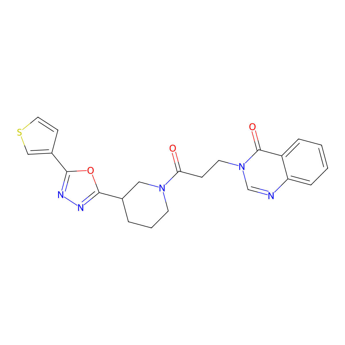 3-(3-oxo-3-(3-(5-(thiophen-3-yl)-1,3,4-oxadiazol-2-yl)piperidin-1-yl)propyl)quinazolin-4(3H)-one molecular structure, CAS 1797846-13-9