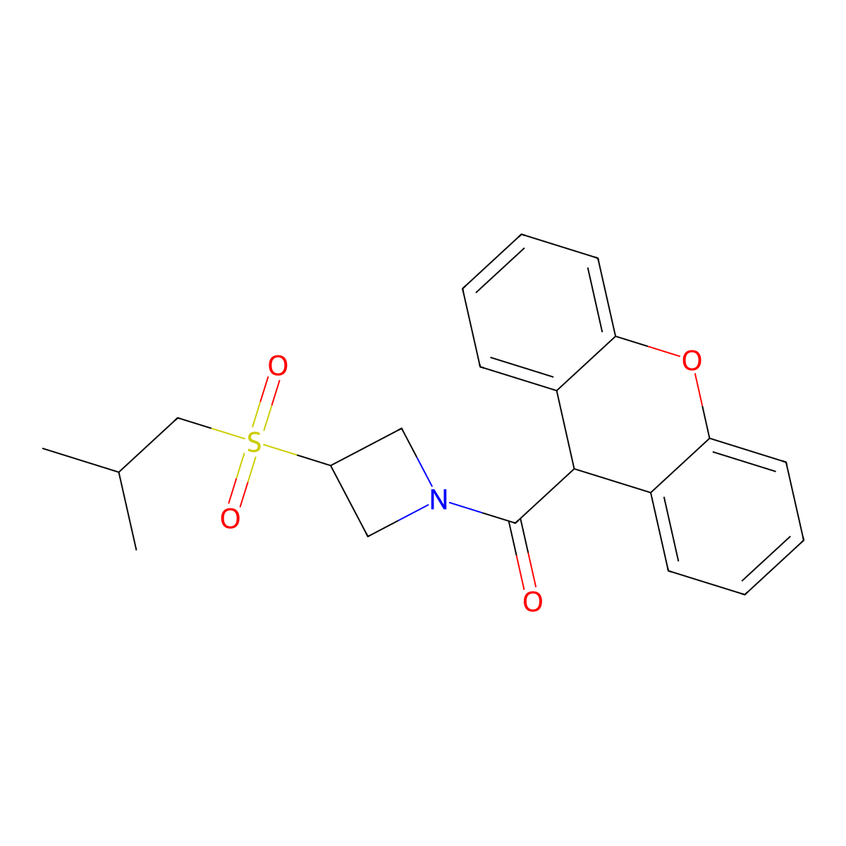 (3-(isobutylsulfonyl)azetidin-1-yl)(9H-xanthen-9-yl)methanone molecular structure, CAS 1797846-25-3