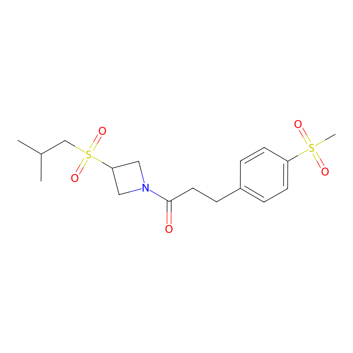 1-(3-(Isobutylsulfonyl)azetidin-1-yl)-3-(4-(methylsulfonyl)phenyl)propan-1-one molecular structure, CAS 1797846-30-0