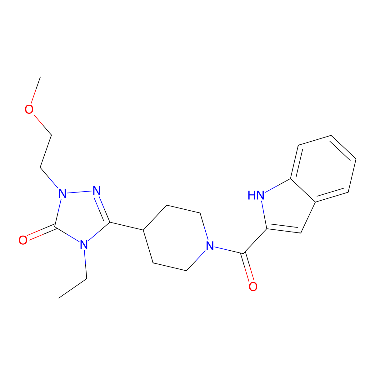 3-(1-(1H-indole-2-carbonyl)piperidin-4-yl)-4-ethyl-1-(2-methoxyethyl)-1H-1,2,4-triazol-5(4H)-one molecular structure, CAS 1797846-31-1