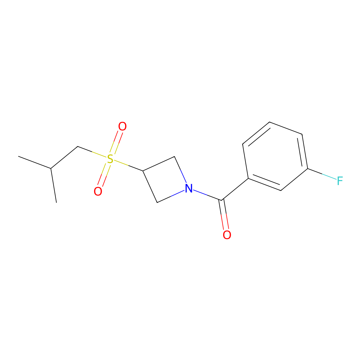 (3-Fluorophenyl)(3-(isobutylsulfonyl)azetidin-1-yl)methanone molecular structure, CAS 1797846-41-3