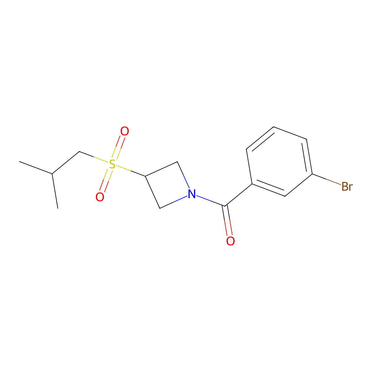(3-Bromophenyl)(3-(isobutylsulfonyl)azetidin-1-yl)methanone molecular structure, CAS 1797846-64-0