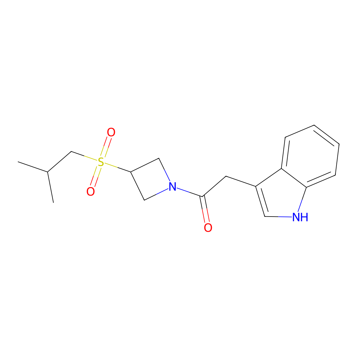 2-(1H-indol-3-yl)-1-(3-(isobutylsulfonyl)azetidin-1-yl)ethanone molecular structure, CAS 1797846-81-1