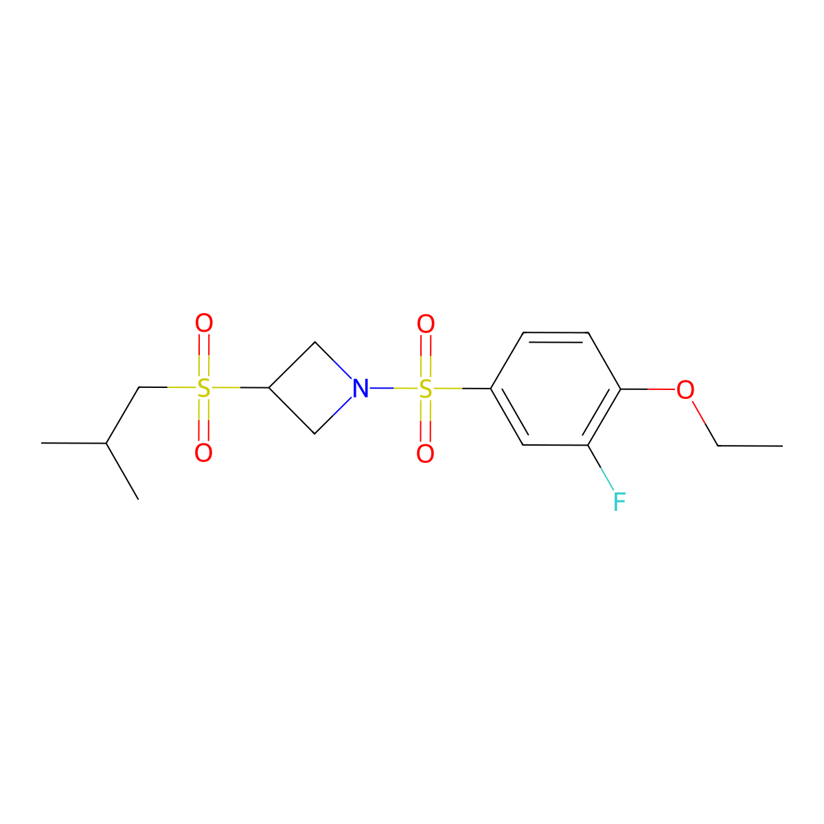 1-((4-Ethoxy-3-fluorophenyl)sulfonyl)-3-(isobutylsulfonyl)azetidine molecular structure, CAS 1797847-65-4