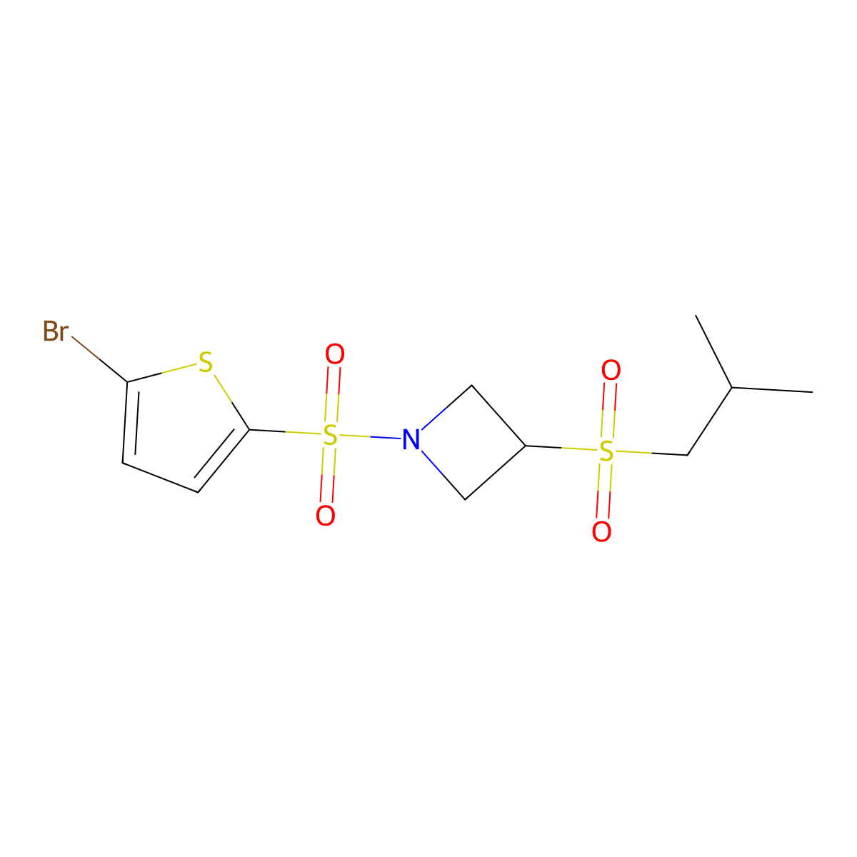 1-((5-Bromothiophen-2-yl)sulfonyl)-3-(isobutylsulfonyl)azetidine molecular structure, CAS 1797847-67-6