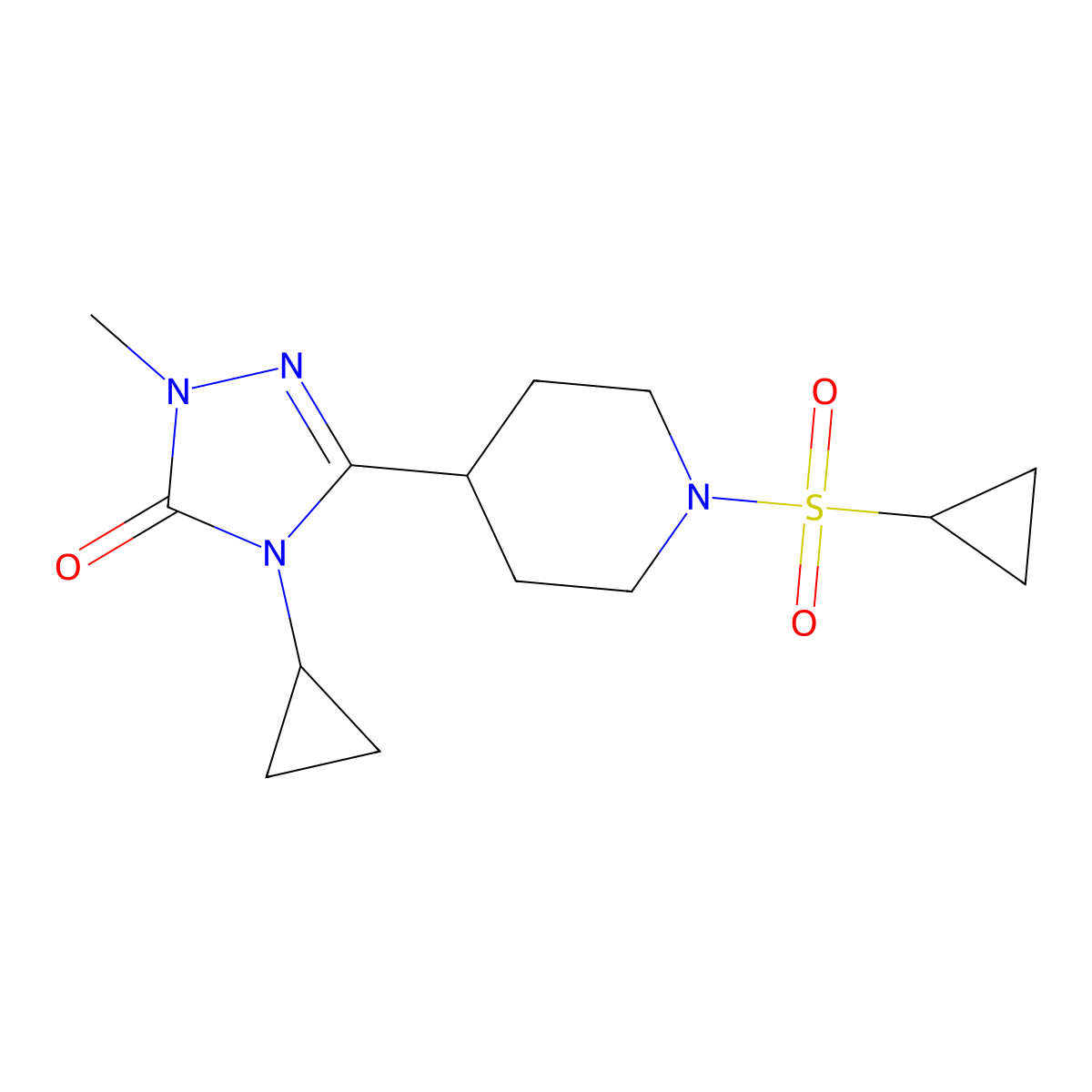 4-cyclopropyl-3-(1-(cyclopropylsulfonyl)piperidin-4-yl)-1-methyl-1H-1,2,4-triazol-5(4H)-one molecular structure, CAS 1797847-68-7