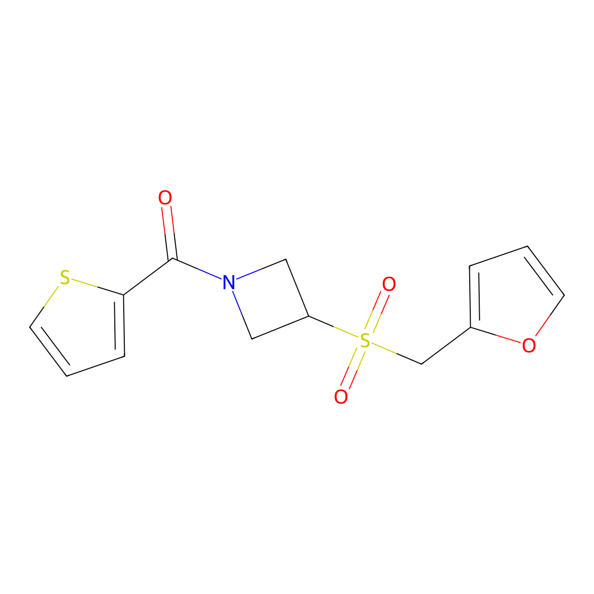 (3-((Furan-2-ylmethyl)sulfonyl)azetidin-1-yl)(thiophen-2-yl)methanone molecular structure, CAS 1797847-74-5