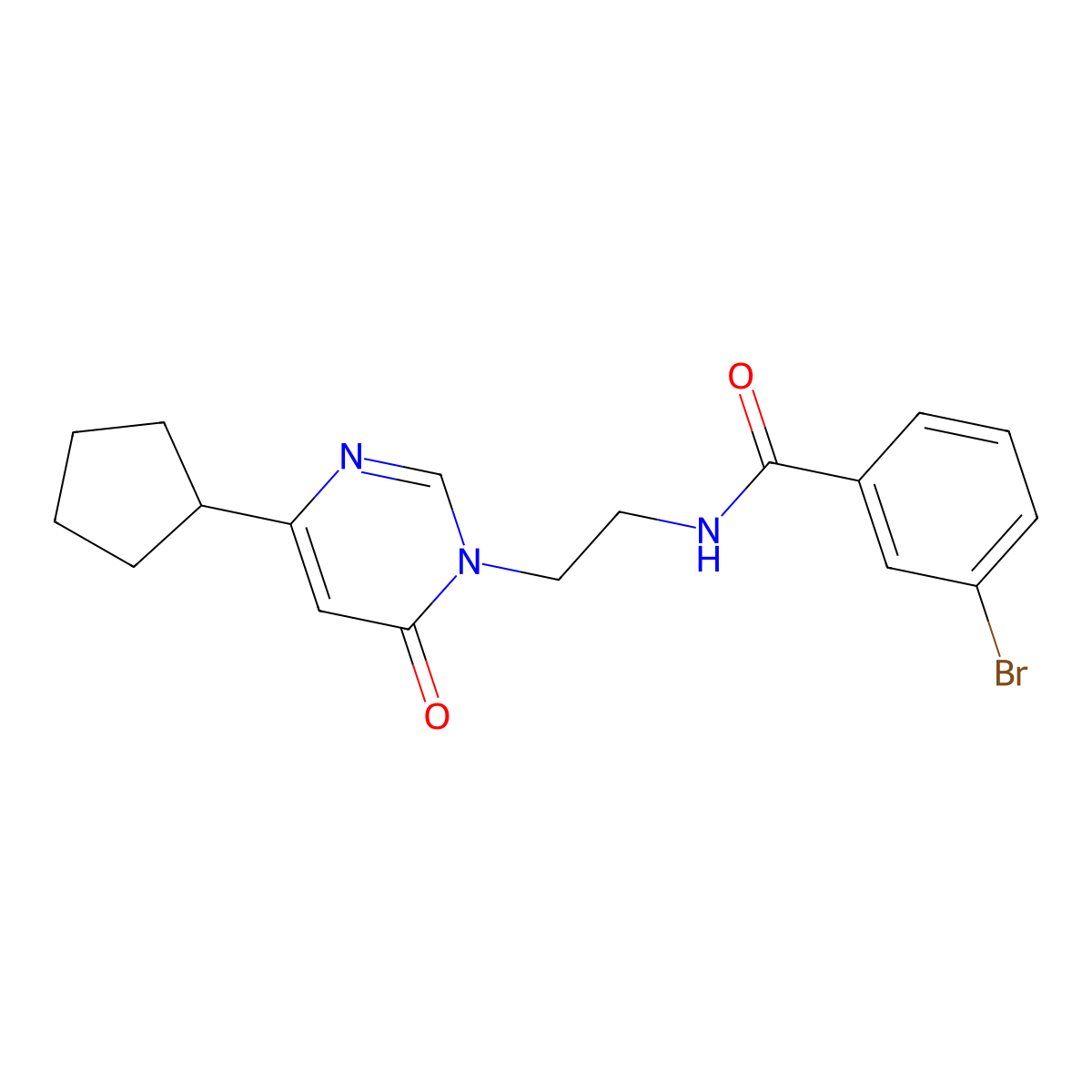 3-bromo-N-(2-(4-cyclopentyl-6-oxopyrimidin-1(6H)-yl)ethyl)benzamide molecular structure, CAS 1797847-91-6