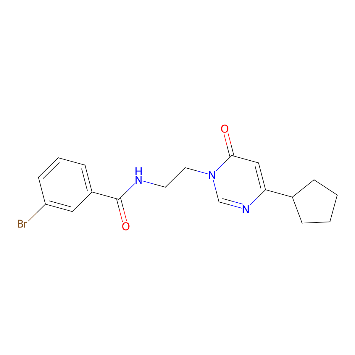 3-bromo-N-(2-(4-cyclopentyl-6-oxopyrimidin-1(6H)-yl)ethyl)benzamide molecular structure, CAS 1797847-91-6