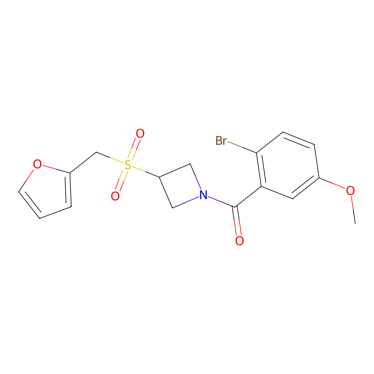 (2-Bromo-5-methoxyphenyl)(3-((furan-2-ylmethyl)sulfonyl)azetidin-1-yl)methanone molecular structure, CAS 1797847-93-8