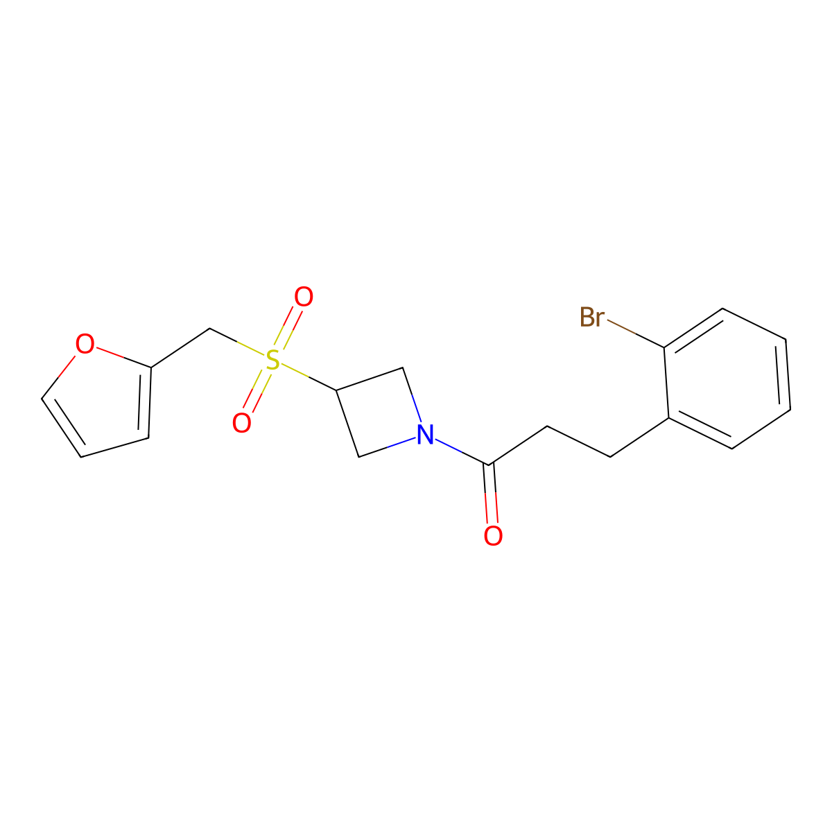 3-(2-Bromophenyl)-1-(3-((furan-2-ylmethyl)sulfonyl)azetidin-1-yl)propan-1-one molecular structure, CAS 1797847-96-1