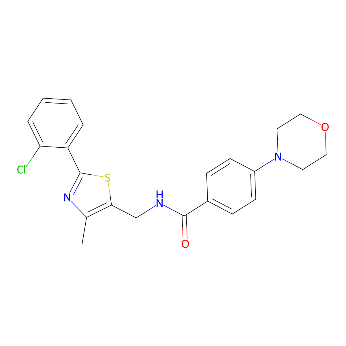 N-((2-(2-chlorophenyl)-4-methylthiazol-5-yl)methyl)-4-morpholinobenzamide molecular structure, CAS 1797848-02-2