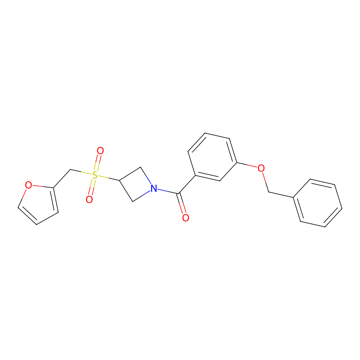 (3-(Benzyloxy)phenyl)(3-((furan-2-ylmethyl)sulfonyl)azetidin-1-yl)methanone molecular structure, CAS 1797848-18-0