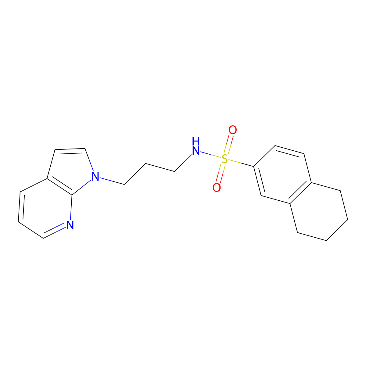 N-(3-(1H-pyrrolo[2,3-b]pyridin-1-yl)propyl)-5,6,7,8-tetrahydronaphthalene-2-sulfonamide molecular structure, CAS 1797848-21-5