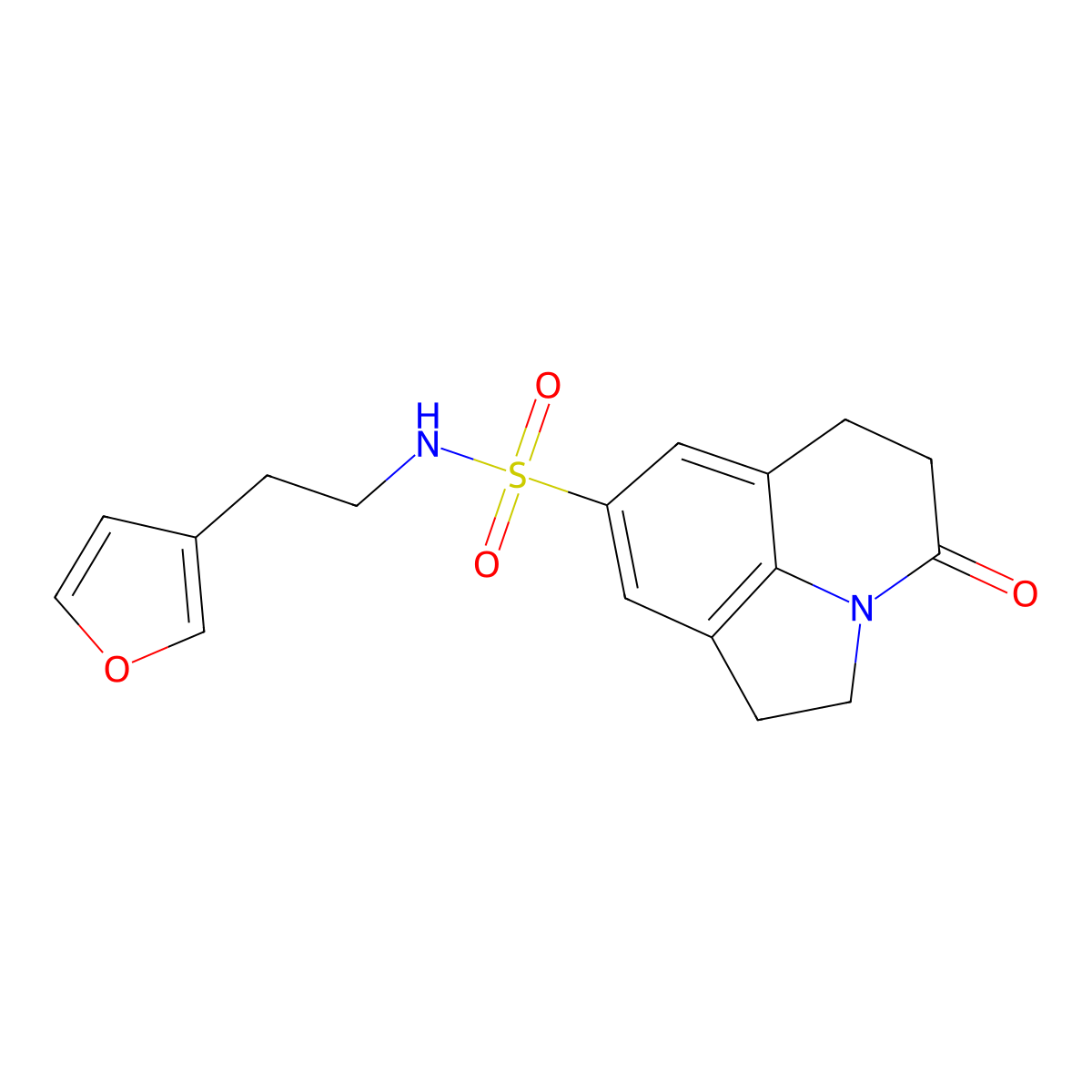 N-[2-(furan-3-yl)ethyl]-11-oxo-1-azatricyclo[6.3.1.0^{4,12}]dodeca-4(12),5,7-triene-6-sulfonamide molecular structure, CAS 1797848-26-0