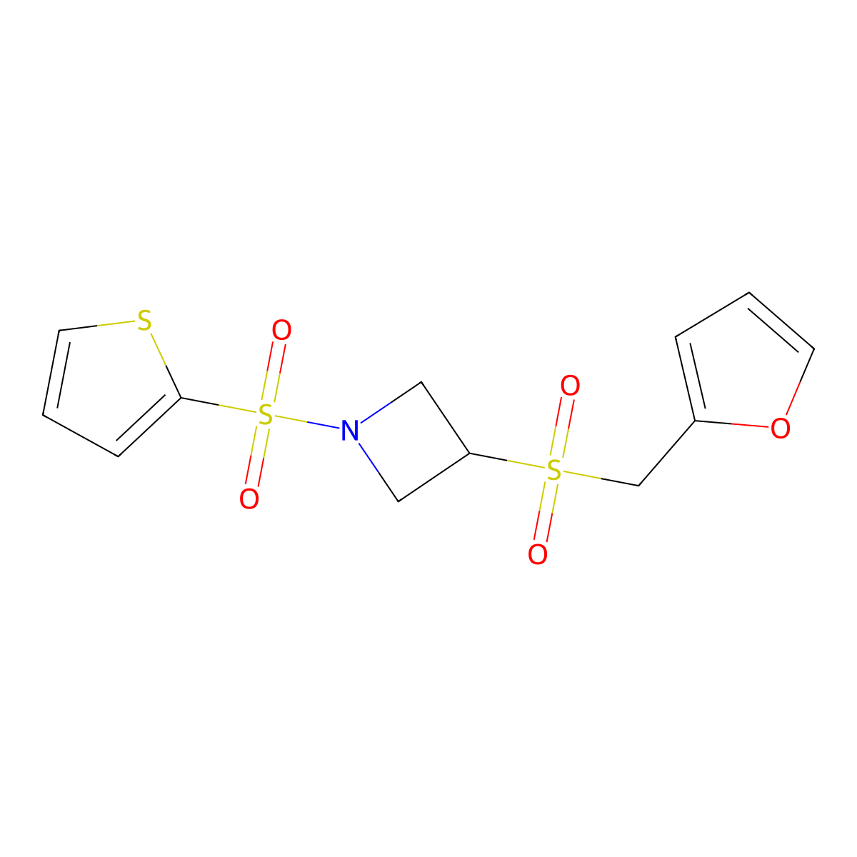 3-((Furan-2-ylmethyl)sulfonyl)-1-(thiophen-2-ylsulfonyl)azetidine molecular structure, CAS 1797848-43-1