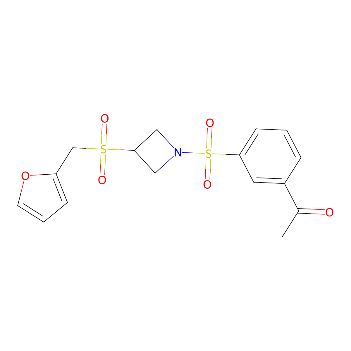 1-(3-((3-((Furan-2-ylmethyl)sulfonyl)azetidin-1-yl)sulfonyl)phenyl)ethanone molecular structure, CAS 1797848-49-7