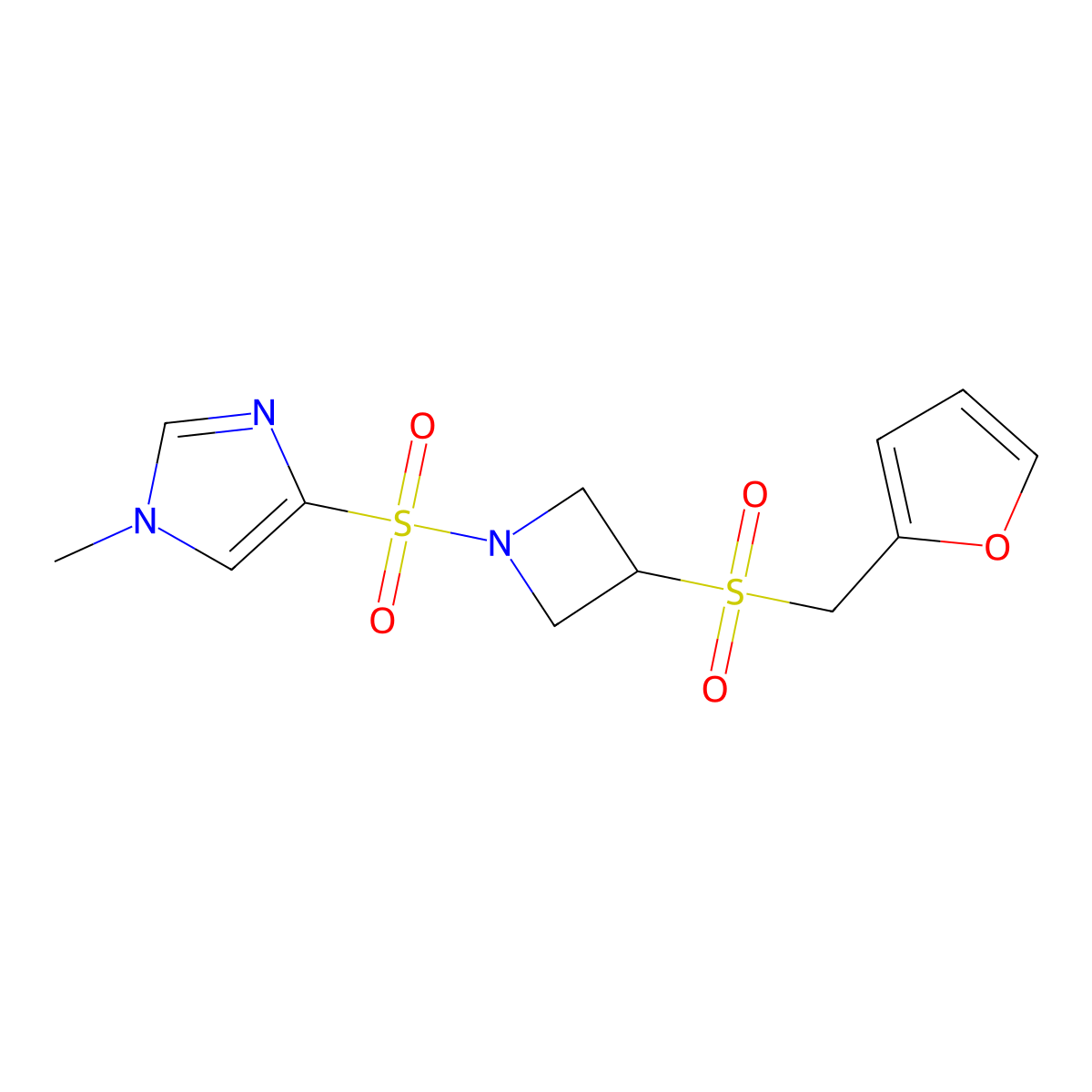 4-((3-((furan-2-ylmethyl)sulfonyl)azetidin-1-yl)sulfonyl)-1-methyl-1H-imidazole molecular structure, CAS 1797848-59-9