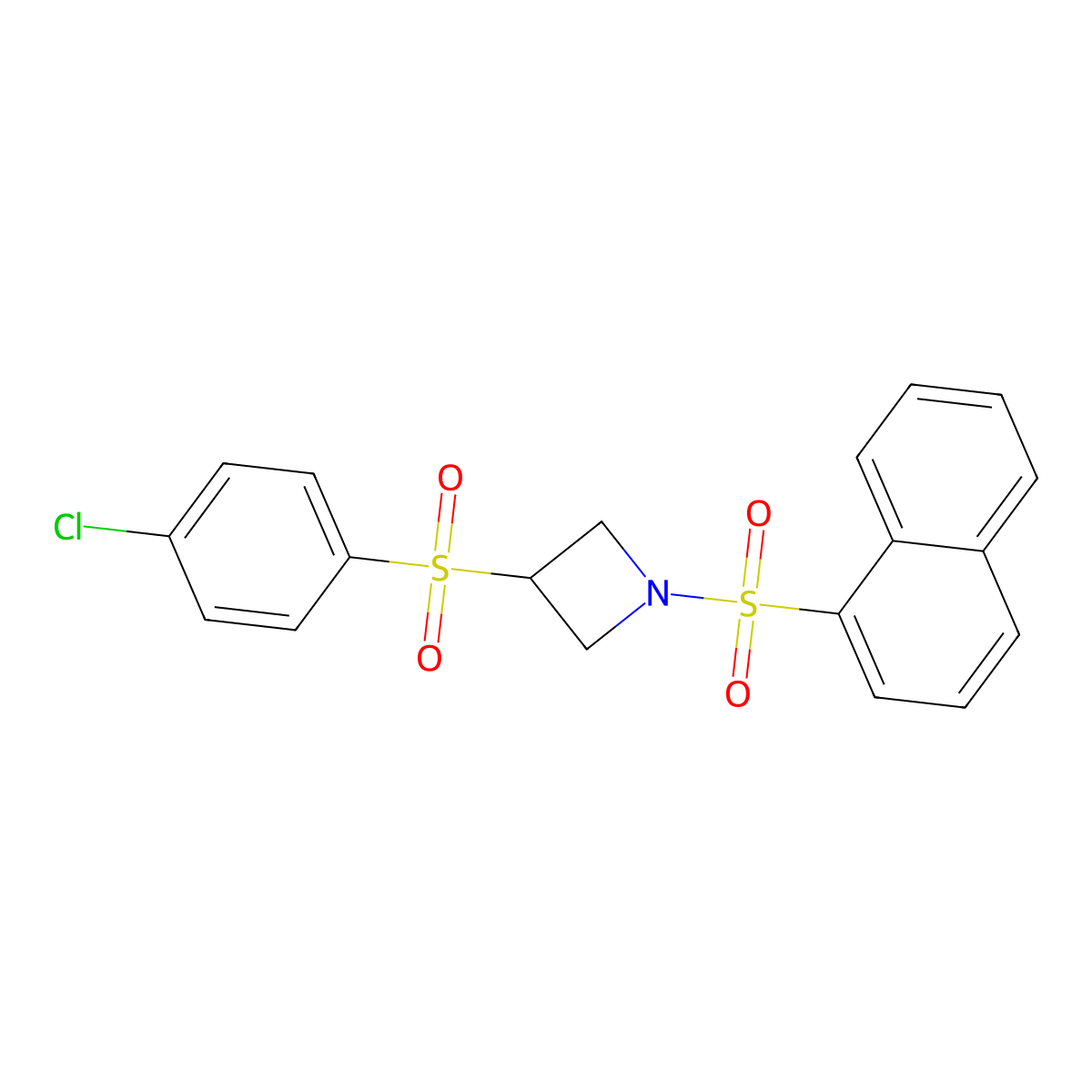 3-((4-Chlorophenyl)sulfonyl)-1-(naphthalen-1-ylsulfonyl)azetidine molecular structure, CAS 1797848-88-4