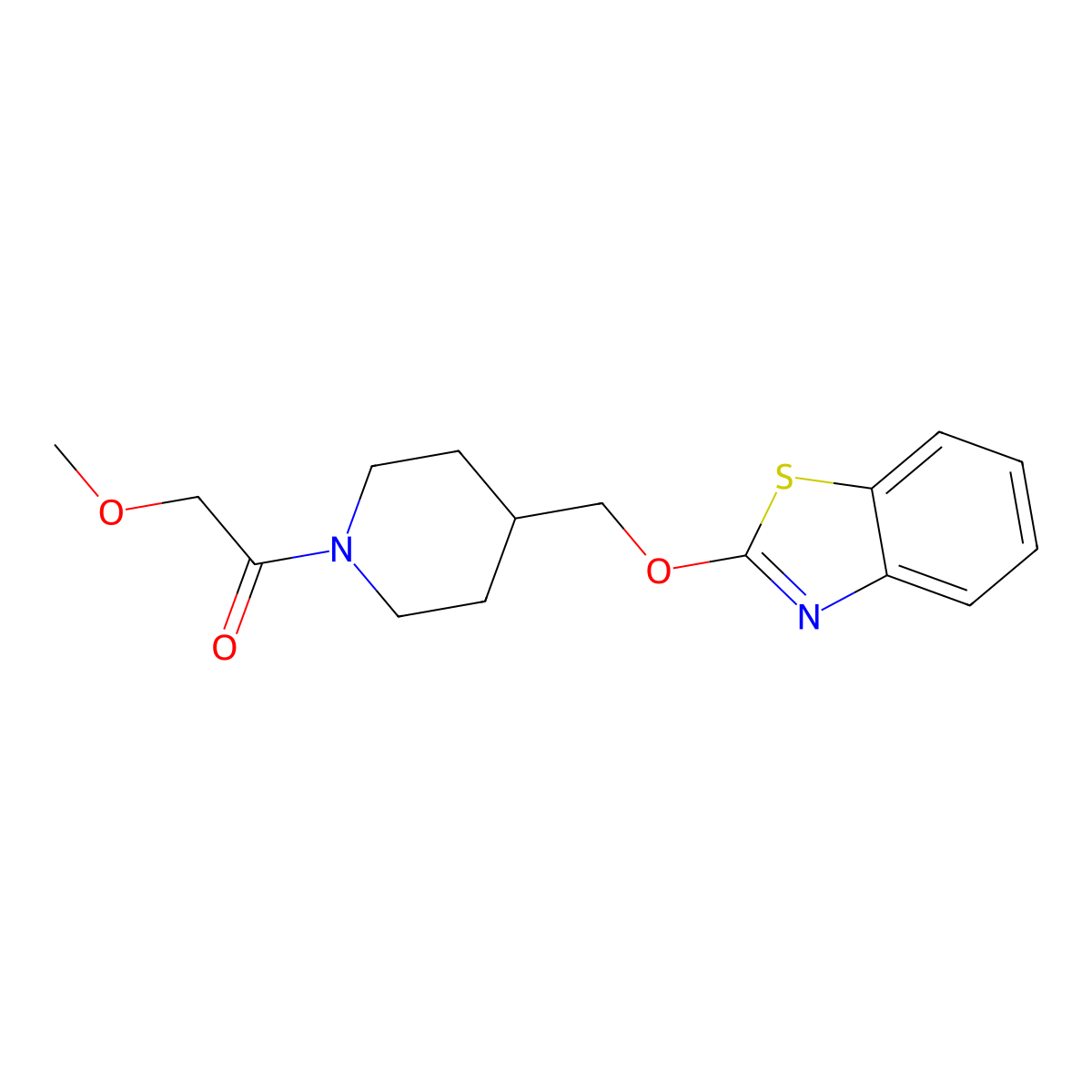 1-(4-((Benzo[d]thiazol-2-yloxy)methyl)piperidin-1-yl)-2-methoxyethanone molecular structure, CAS 1797852-01-7